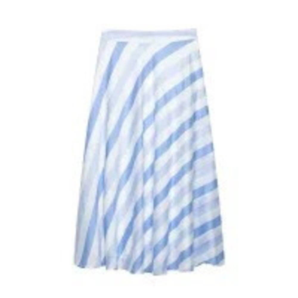 ZARA Versatile Chic American Style Striped High Waist Midi Skirt Twill